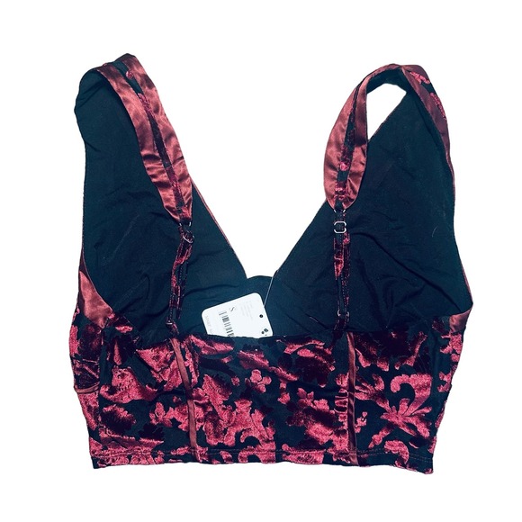 Free People Womans Burgundy Velvet Midnight Crop Top Size Small - Picture 2 of 4